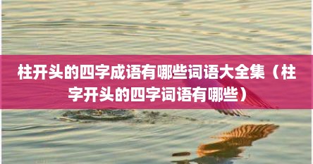 柱开头的四字成语有哪些词语大全集（柱字开头的四字词语有哪些）