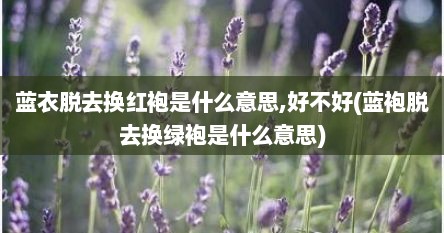 蓝衣脱去换红袍是什么意思,好不好(蓝袍脱去换绿袍是什么意思)