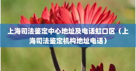 上海司法鉴定中心地址及电话虹口区（上海司法鉴定机构地址电话）