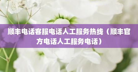 顺丰电话客服电话人工服务热线（顺丰官方电话人工服务电话）