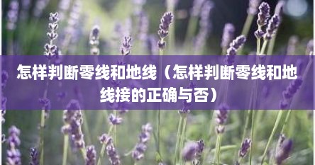 怎样判断零线和地线（怎样判断零线和地线接的正确与否）