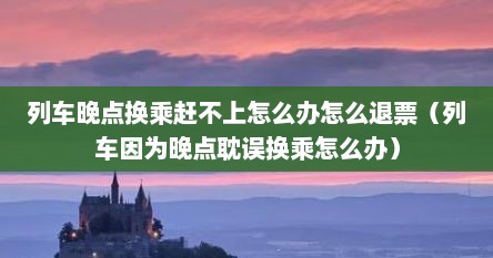 列车晚点换乘赶不上怎么办怎么退票（列车因为晚点耽误换乘怎么办）