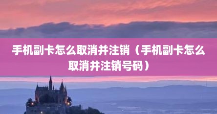 手机副卡怎么取消并注销（手机副卡怎么取消并注销号码）