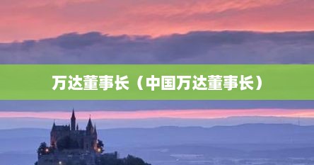 万达董事长（中国万达董事长）