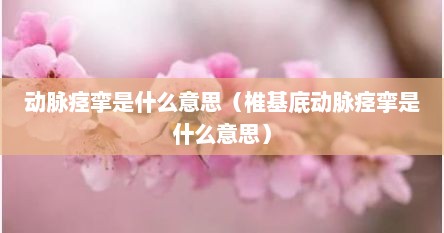 动脉痉挛是什么意思（椎基底动脉痉挛是什么意思）