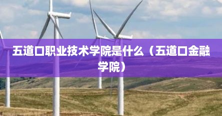 五道口职业技术学院是什么（五道口金融学院）