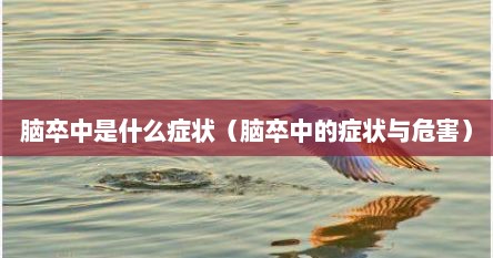 脑卒中是什么症状（脑卒中的症状与危害）