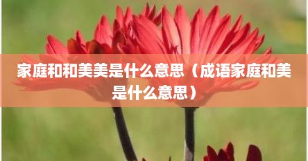 家庭和和美美是什么意思（成语家庭和美是什么意思）