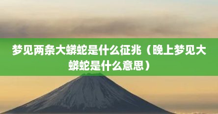 梦见两条大蟒蛇是什么征兆（晚上梦见大蟒蛇是什么意思）