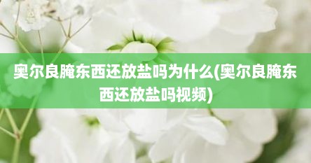 奥尔良腌东西还放盐吗为什么(奥尔良腌东西还放盐吗视频)