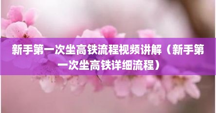 新手第一次坐高铁流程视频讲解(新手第一次坐高铁详细流程) 新手第一次坐高铁流程视频讲解(新手第一次坐高铁详细流程)