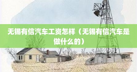 无锡有信汽车工资怎样（无锡有信汽车是做什么的）