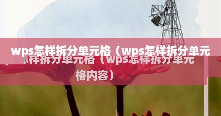 wps怎样拆分单元格（wps怎样拆分单元格内容）