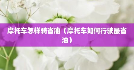 摩托车怎样骑省油（摩托车如何行驶最省油）