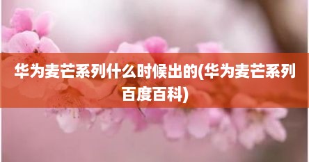 华为麦芒系列什么时候出的(华为麦芒系列百度百科)