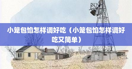 小笼包馅怎样调好吃（小笼包馅怎样调好吃又简单）
