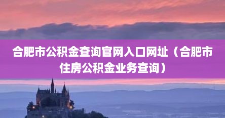 合肥市公积金查询官网入口网址（合肥市住房公积金业务查询）