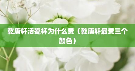 乾唐轩活瓷杯为什么贵（乾唐轩最贵三个颜色）