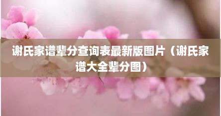 谢氏家谱辈分查询表最新版图片（谢氏家谱大全辈分图）