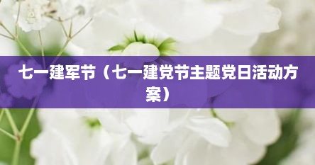 七一建军节（七一建党节主题党日活动方案）