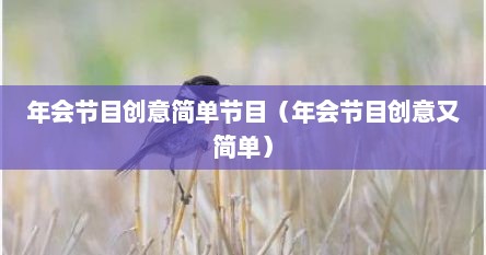 年会节目创意简单节目（年会节目创意又简单）