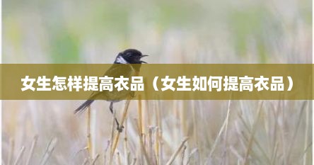 女生怎样提高衣品（女生如何提高衣品）