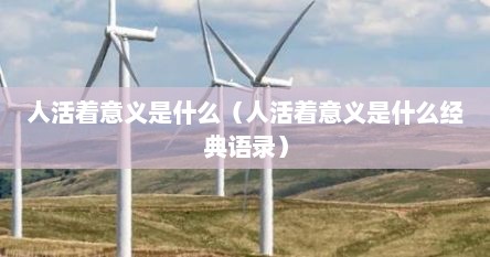 人活着意义是什么（人活着意义是什么经典语录）