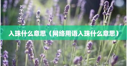 入珠什么意思（网络用语入珠什么意思）