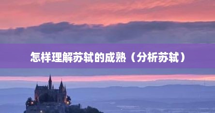 怎样理解苏轼的成熟（分析苏轼）