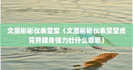 文质彬彬仪表堂堂（文质彬彬仪表堂堂虎背熊腰身强力壮什么意思）