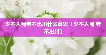 少不入蜀老不出川什么意思（少不入蜀 老不出川）