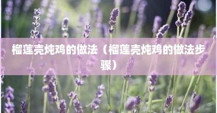 榴莲壳炖鸡的做法（榴莲壳炖鸡的做法步骤）
