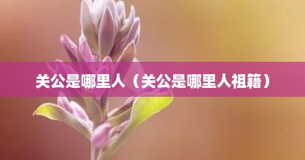关公是哪里人（关公是哪里人祖籍）