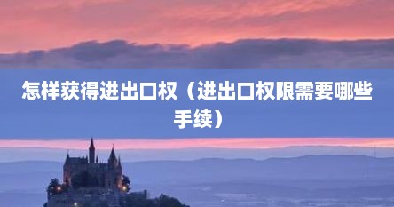 怎样获得进出口权（进出口权限需要哪些手续）