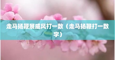 走马扬鞭展威风打一数(走马扬鞭打一数字)