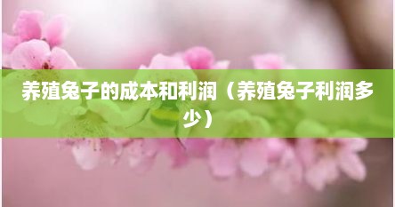 养殖兔子的成本和利润（养殖兔子利润多少）