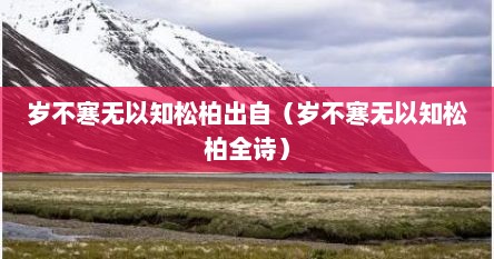 岁不寒无以知松柏出自（岁不寒无以知松柏全诗）