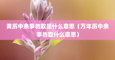 黄历中余事勿取是什么意思（万年历中余事勿取什么意思）