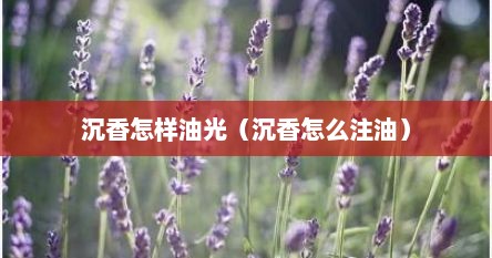 沉香怎样油光（沉香怎么注油）