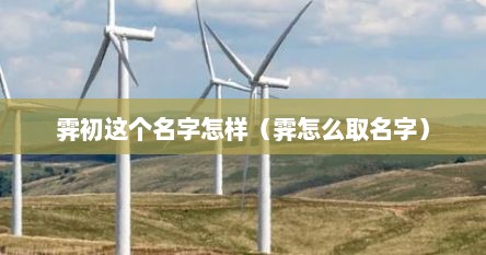 霁初这个名字怎样（霁怎么取名字）