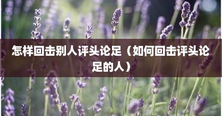 怎样回击别人评头论足（如何回击评头论足的人）