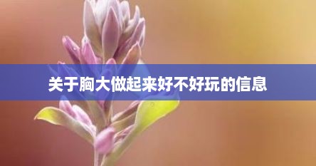 关于胸大做起莱好不好玩的信息