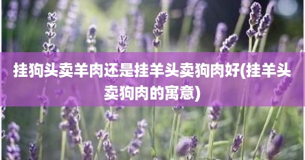 挂狗头卖羊肉还是挂羊头卖狗肉好(挂羊头卖狗肉的寓意)