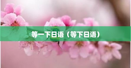 等一下日语（等下日语）