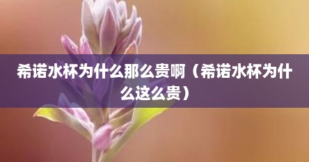 希诺水杯为什么那么贵啊（希诺水杯为什么这么贵）