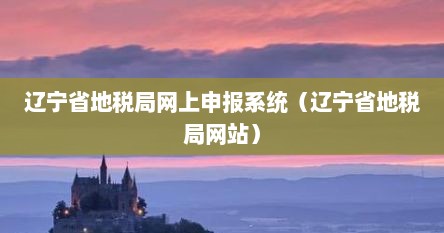 辽宁省地税局网上申报系统（辽宁省地税局网站）