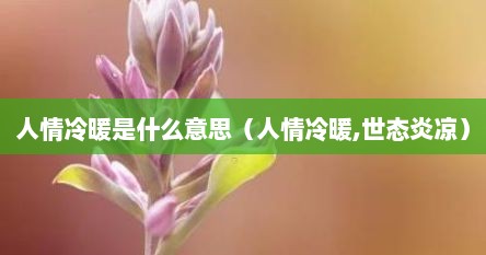 人情冷暖是什么意思（人情冷暖,世态炎凉）