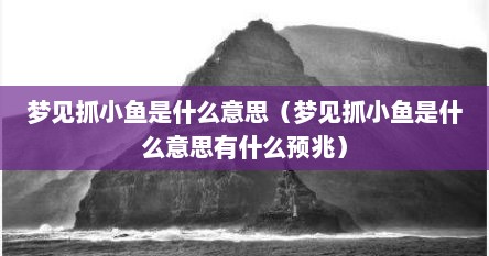 梦见抓小鱼是什么意思（梦见抓小鱼是什么意思有什么预兆）