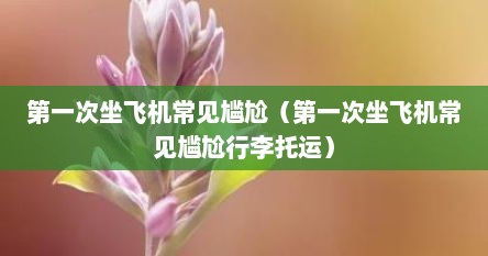 第一次坐飞机常见尴尬（第一次坐飞机常见尴尬行李托运）