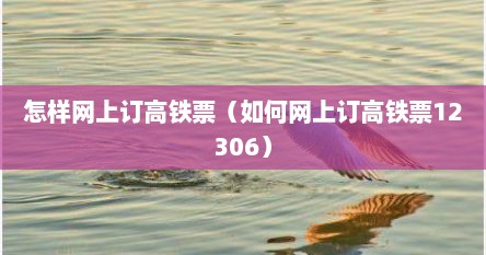 怎样网上订高铁票（如何网上订高铁票12306）